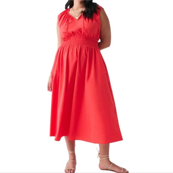 Faherty Amalfi Dress Hibiscus Pink Barbircore Cutouts Sz XL‎ NEW! - Picture 1 of 10